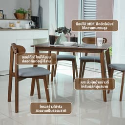 ชุดโต๊ะทานอาหาร 4 ที่นั่ง รุ่นมิเชลล์ - สีวอลนัท/เทา