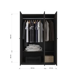 ตู้เสื้อผ้า 3 บานประตู รุ่นโว้ค -  สีดาร์ค อีโบนี่