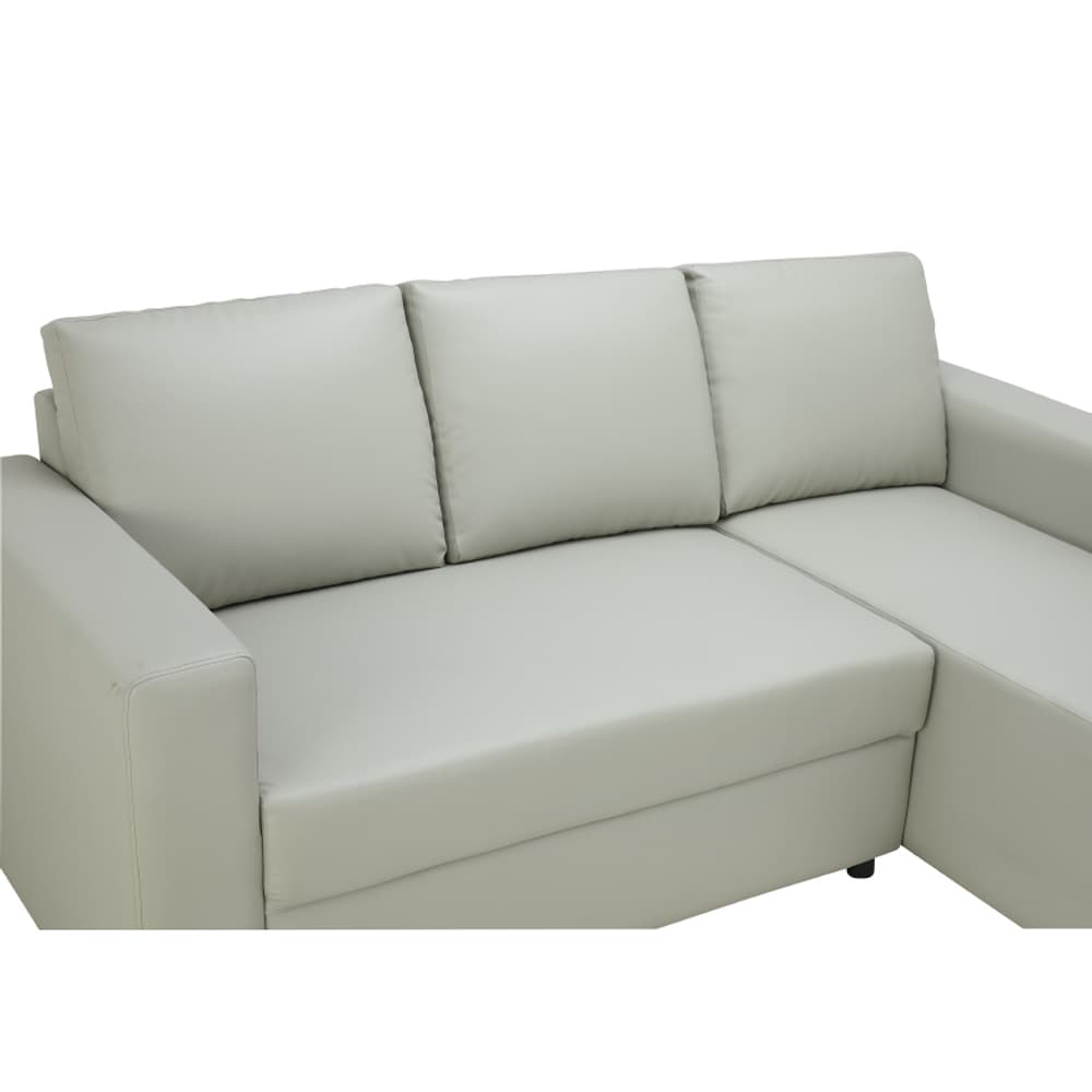 โซฟาหนังสังเคราะห์ L-SHAPE รุ่นจอร์จ - สีเทาอ่อน