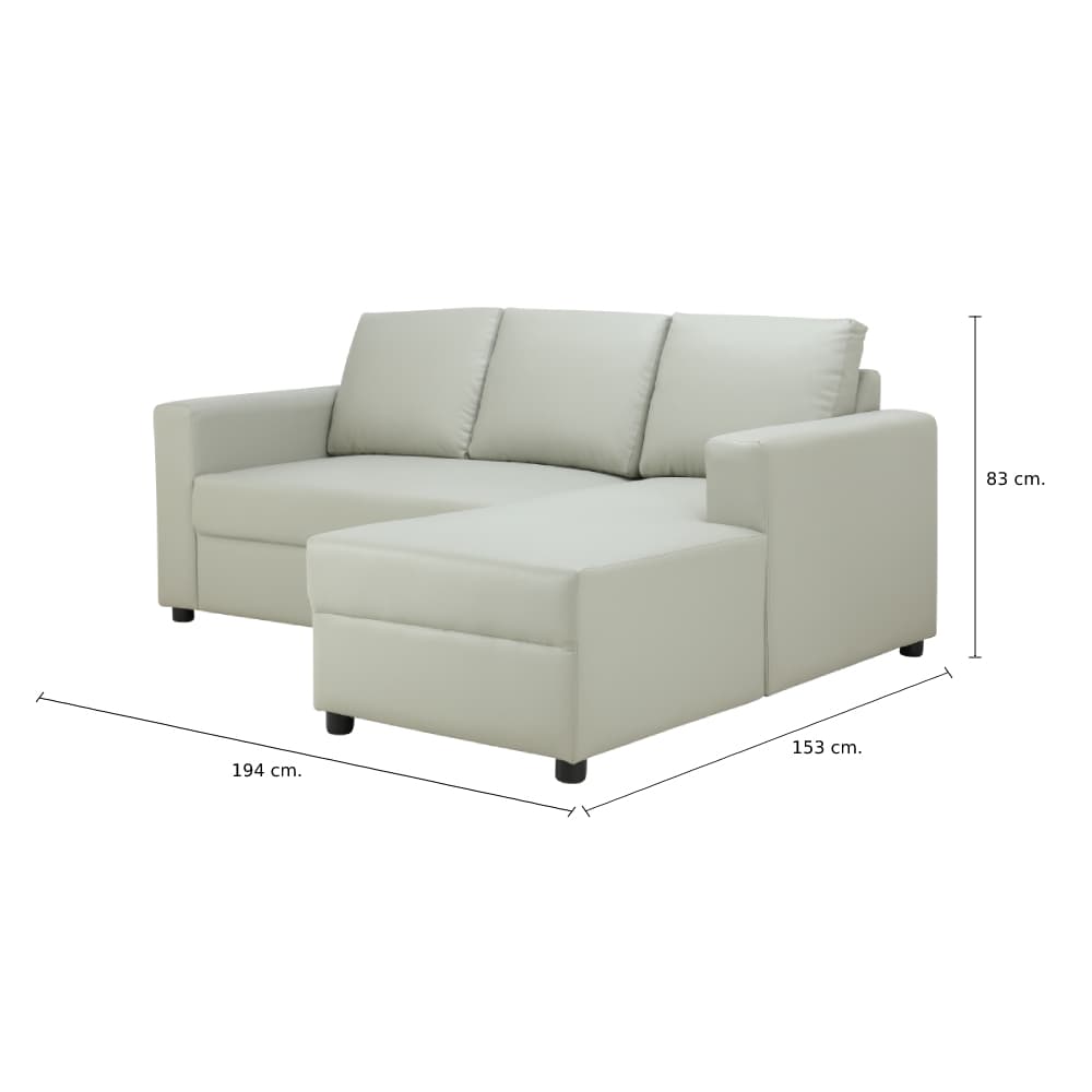 โซฟาหนังสังเคราะห์ L-SHAPE รุ่นจอร์จ - สีเทาอ่อน