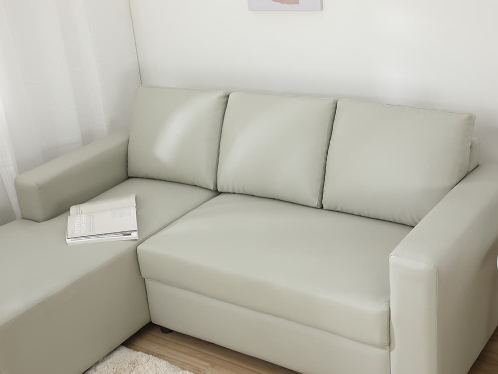 โซฟาหนังสังเคราะห์ L-SHAPE ด้านขวา รุ่นจอร์จ - สีเทาอ่อน