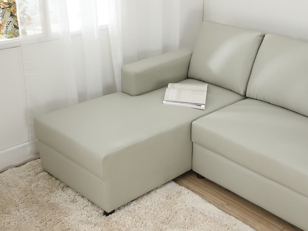 โซฟาหนังสังเคราะห์ L-SHAPE ด้านขวา รุ่นจอร์จ - สีเทาอ่อน