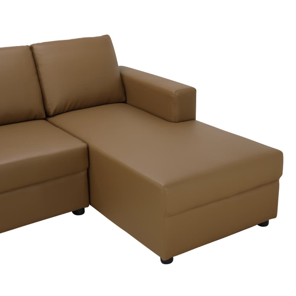 โซฟาหนัง PVC L-Shape ด้านซ้าย รุ่นจอร์จ - สีน้ำตาล