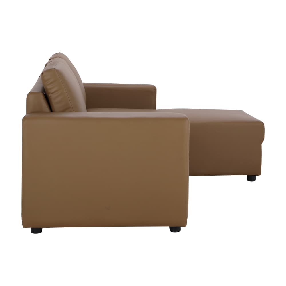 โซฟาหนัง PVC L-Shape ด้านซ้าย รุ่นจอร์จ - สีน้ำตาล