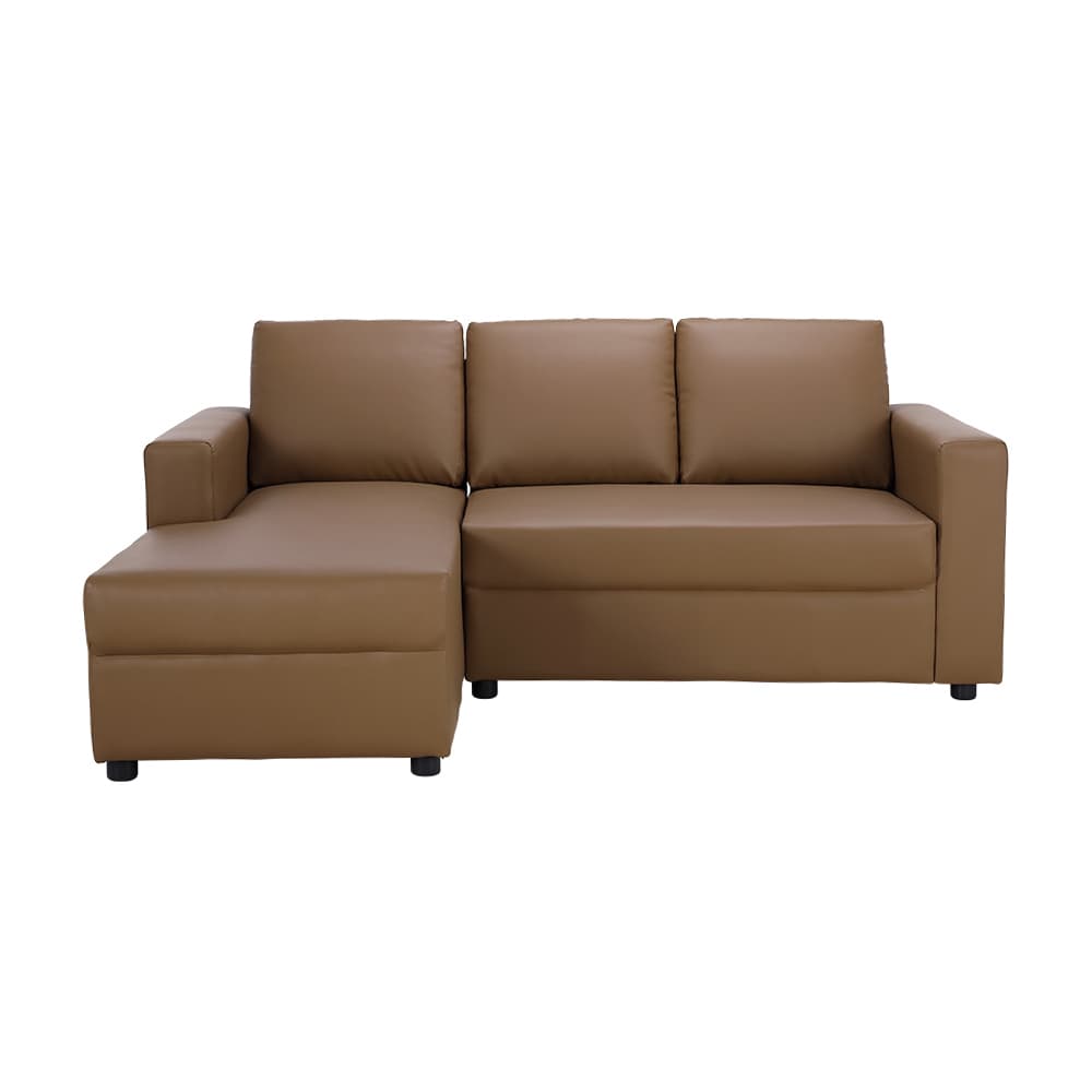 โซฟาหนัง PVC L-SHAPE ด้านขวา รุ่นจอร์จ - สีน้ำตาล