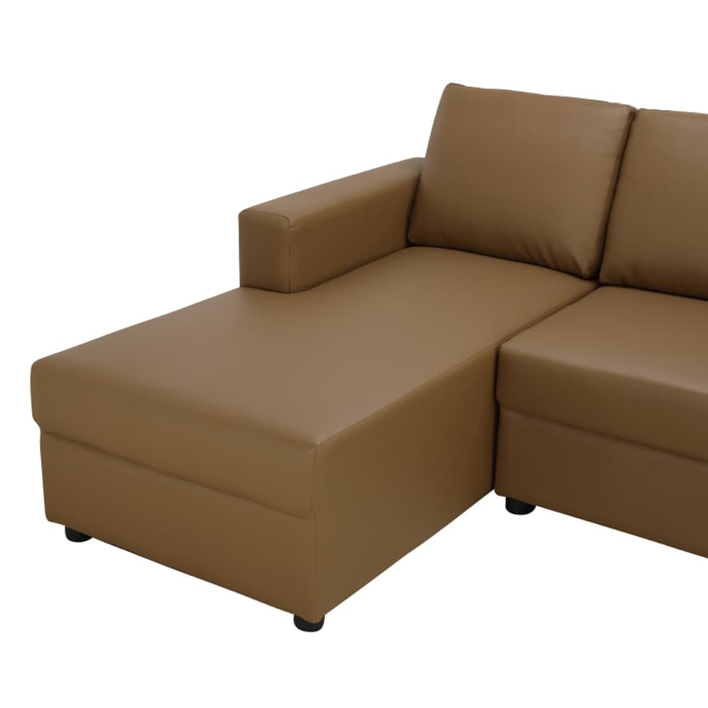 โซฟาหนัง PVC L-SHAPE ด้านขวา รุ่นจอร์จ - สีน้ำตาล