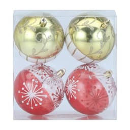 ลูกบอลตกแต่ง รุ่นเคนนี่ (4 ชิ้น/ชุด) - สีแดง/ทอง