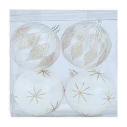 ลูกบอลตกแต่ง รุ่นคาร์ล (4 ชิ้น/ชุด) - สีขาว/ทอง