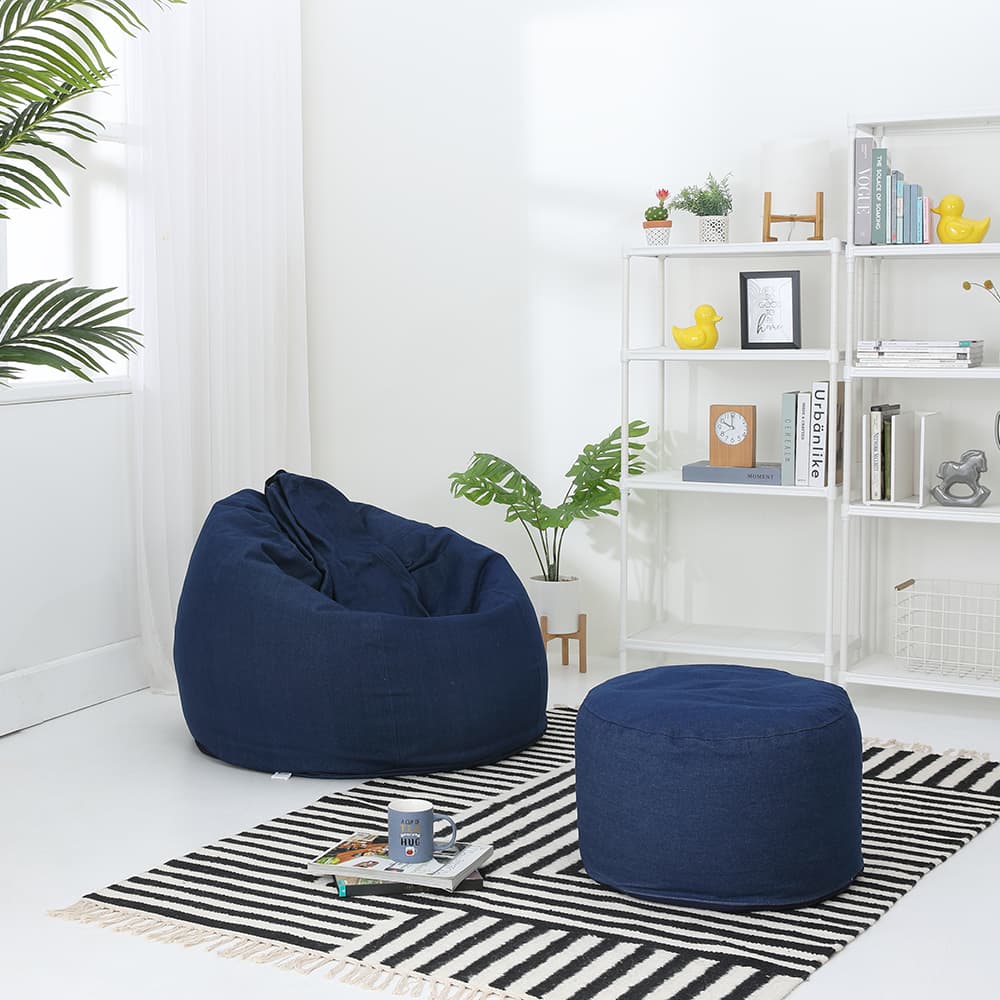 เบาะเม็ดโฟม รุ่นยีนส์ ไซส์ L ขนาด 80 x 80 x 120 ซม. - สีน้ำเงิน