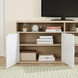 ตู้วางทีวี 2 บานเปิด รุ่นมินิโอ ขนาด 150 ซม. - สีไวท์ โอ๊ค