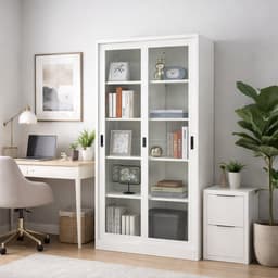 ตู้เหล็กบานเลื่อน รุ่นโซลิด สูง 185 ซม.  - สีขาว