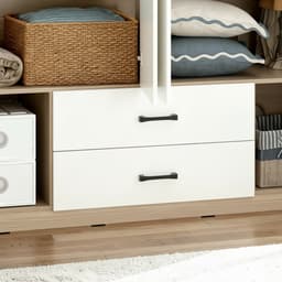 ตู้เสื้อผ้า 4 บาน พร้อมกระจก รุ่นฟินซ์ ขนาด 160 ซม. - สีธรรมชาติ/ขาว