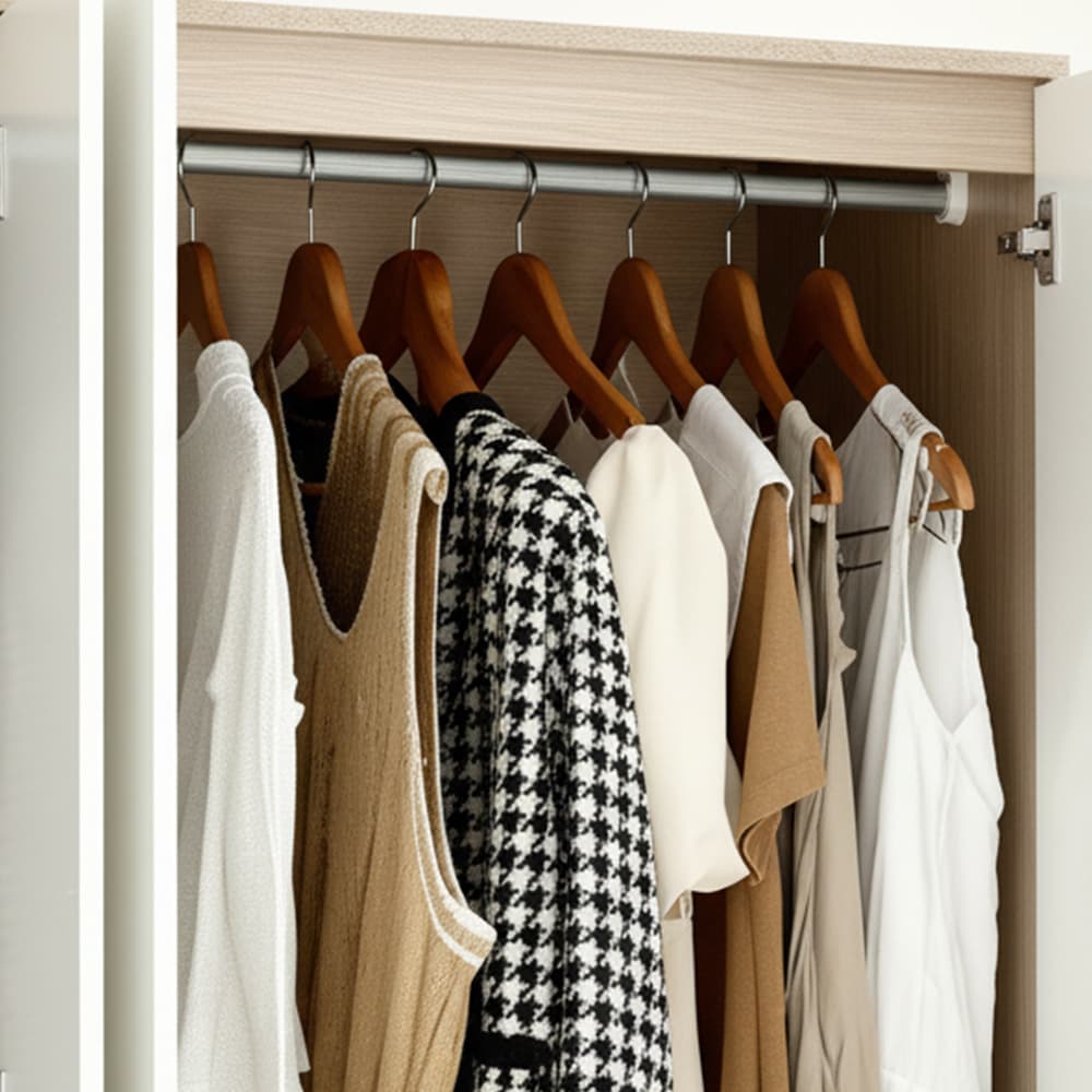 ตู้เสื้อผ้า 4 บาน พร้อมกระจก รุ่นฟินซ์ ขนาด 160 ซม. - สีธรรมชาติ/ขาว