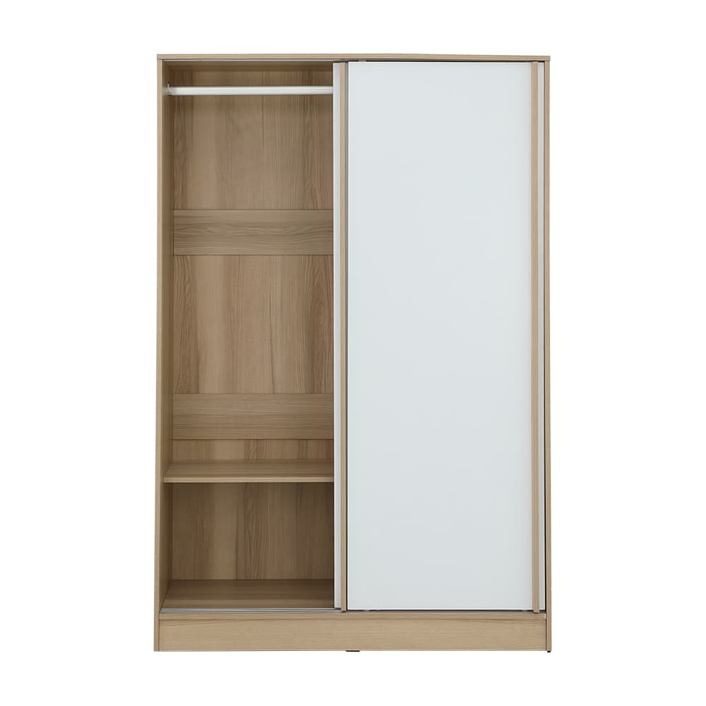 ตู้เสื้อผ้าบานสไลด์ รุ่นจัสมิน ขนาด 120 ซม. - สีธรรมชาติ/ขาว