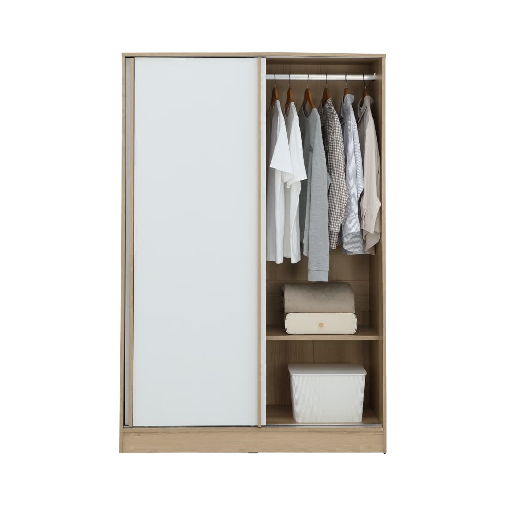 ตู้เสื้อผ้าบานสไลด์ รุ่นจัสมิน ขนาด 120 ซม. - สีธรรมชาติ/ขาว