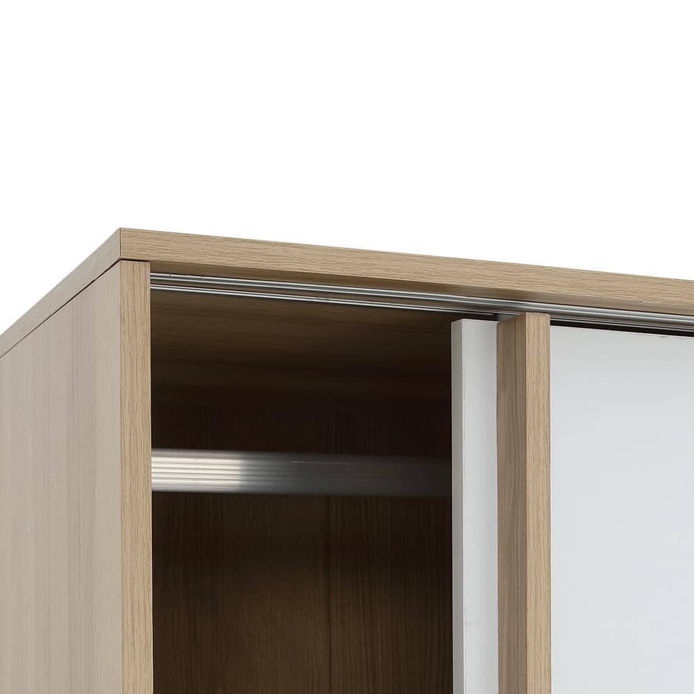 ตู้เสื้อผ้าบานสไลด์ รุ่นจัสมิน ขนาด 120 ซม. - สีธรรมชาติ/ขาว