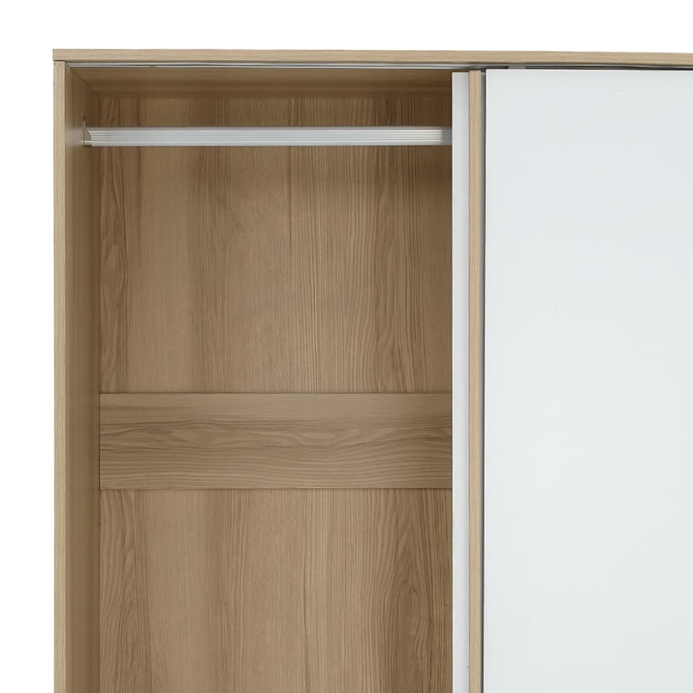 ตู้เสื้อผ้าบานสไลด์ รุ่นจัสมิน ขนาด 120 ซม. - สีธรรมชาติ/ขาว