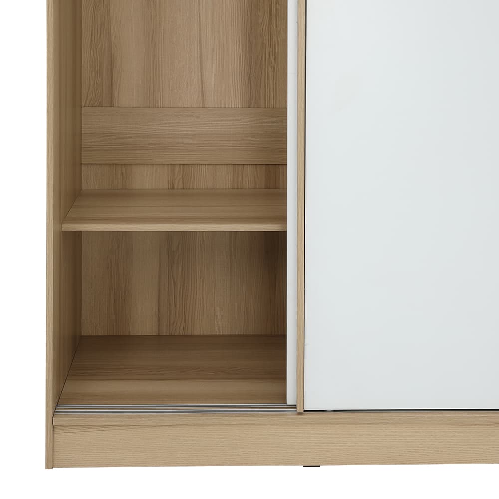 ตู้เสื้อผ้าบานสไลด์ รุ่นจัสมิน ขนาด 120 ซม. - สีธรรมชาติ/ขาว