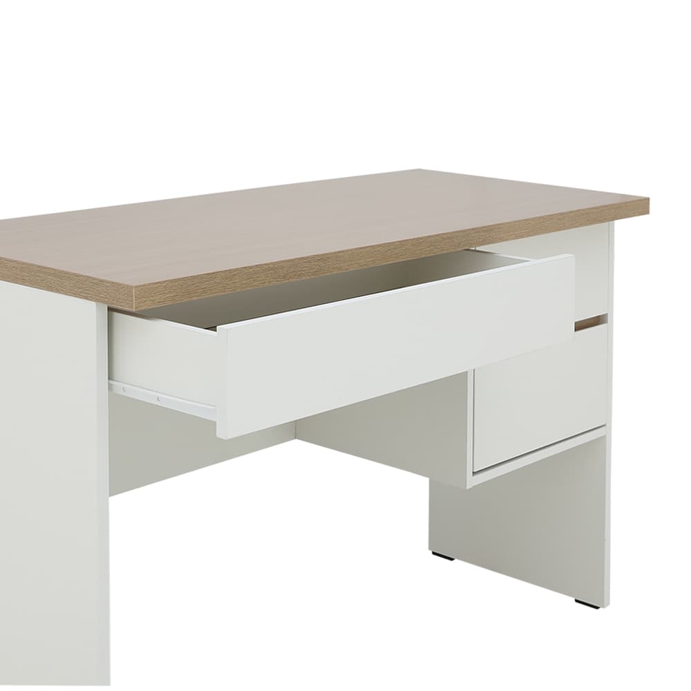 โต๊ะทำงาน 3 ลิ้นชัก ขนาด 120 ซม. และเก้าอี้สำนักงาน รุ่นมินิโอ+ดาร์บี้ - สีธรรมชาติ/ดำ