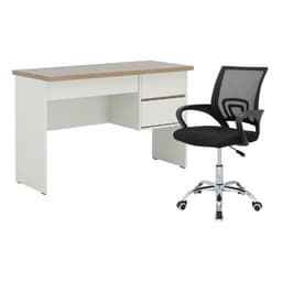 โต๊ะทำงาน 3 ลิ้นชัก ขนาด 120 ซม. และเก้าอี้สำนักงาน รุ่นมินิโอ+ดาร์บี้ - สีธรรมชาติ/ดำ