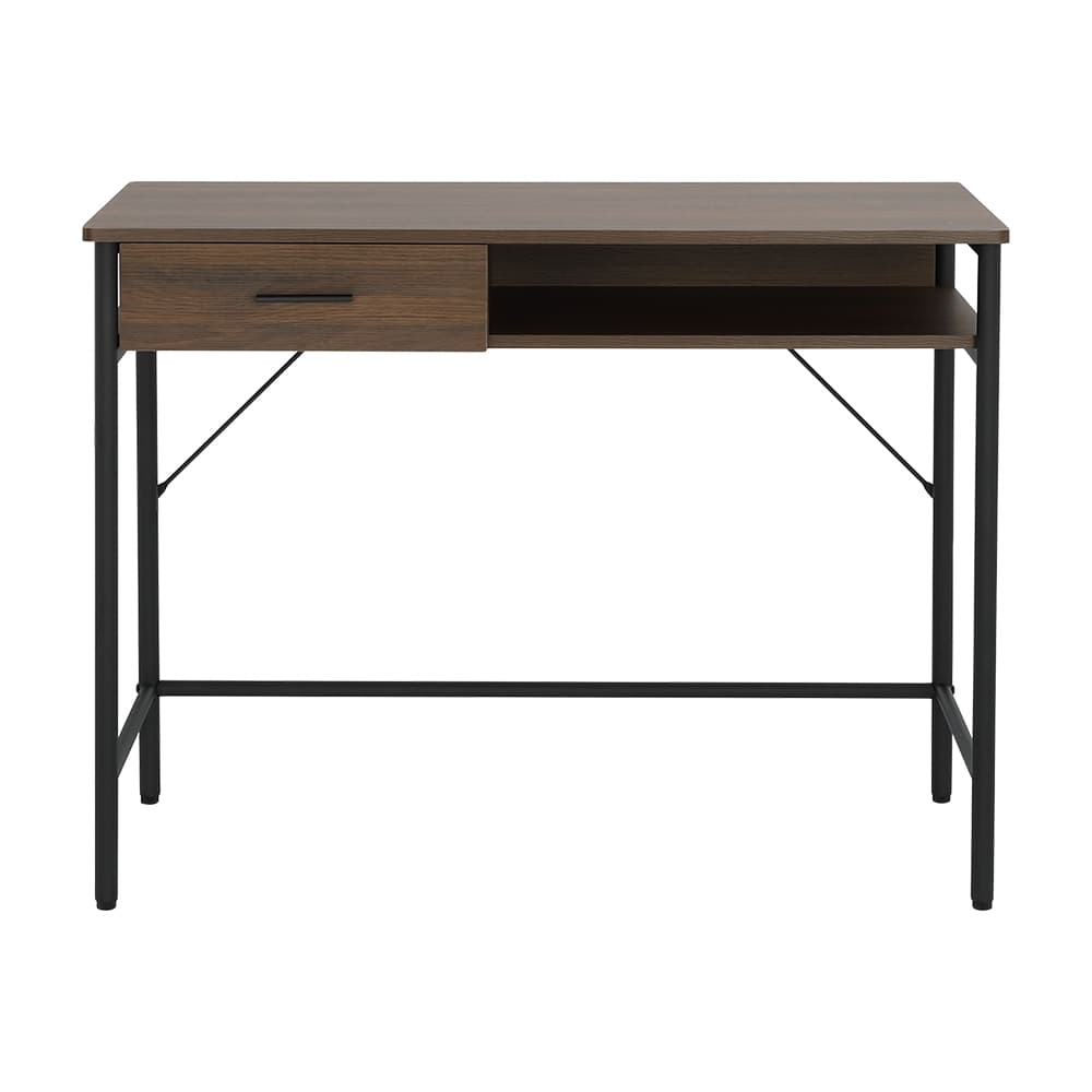 โต๊ะทำงาน ขนาด 100 ซม. และเก้าอี้สำนักงาน รุ่นโทโมเอะ+ดาร์บี้ - สีวอลนัท/ดำ