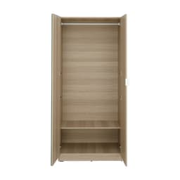 ตู้เสื้อผ้า 2 บาน พร้อมกระจก รุ่นแชมป์ ขนาด 80 ซม. - สีไลท์ วู้ด/ขาว