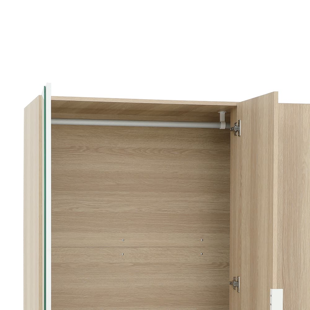 Furinbox ตู้เสื้อผ้า 3 บาน พร้อมกระจก รุ่นแชมป์ ขนาด 120 ซม. - สีไลท์ วู้ด/ขาว