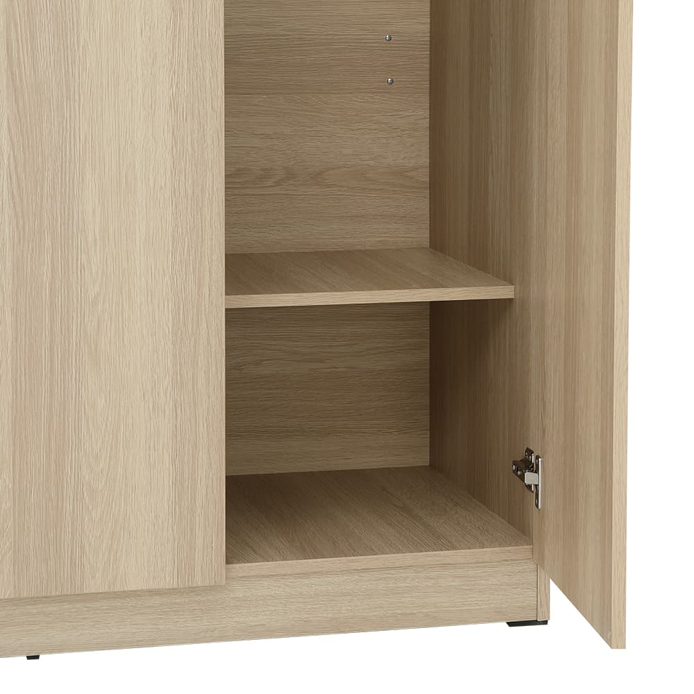 Furinbox ตู้เสื้อผ้า 3 บาน พร้อมกระจก รุ่นแชมป์ ขนาด 120 ซม. - สีไลท์ วู้ด/ขาว