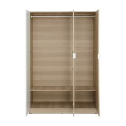 Furinbox ตู้เสื้อผ้า 3 บาน พร้อมกระจก รุ่นแชมป์ ขนาด 120 ซม. - สีไลท์ วู้ด/ขาว