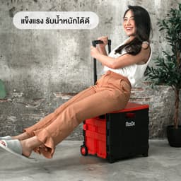 โฮมฮัก รถเข็นพลาสติกแบบพับได้ - สีแดง/ดำ