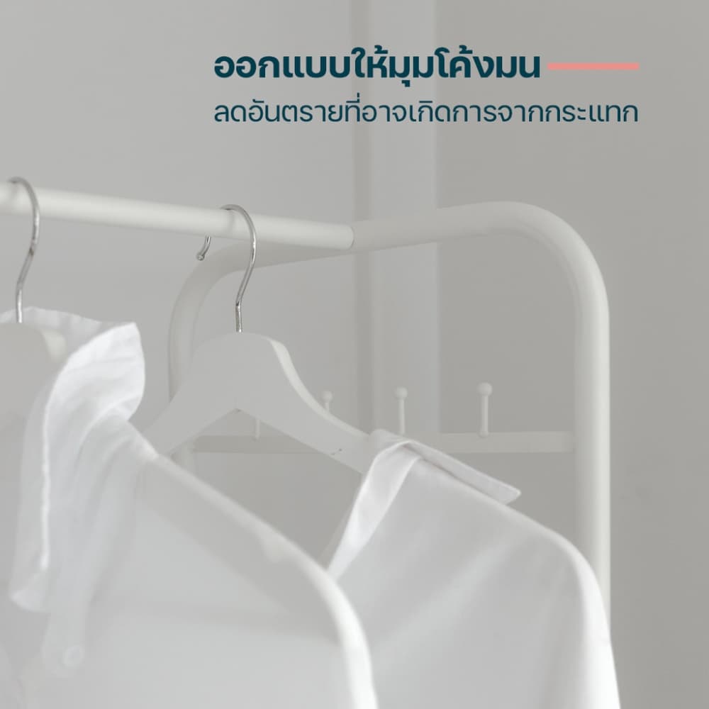 โฮมฮัก ราวตากผ้าล้อเลื่อนพร้อมกล่องและชั้นวาง - สีขาว