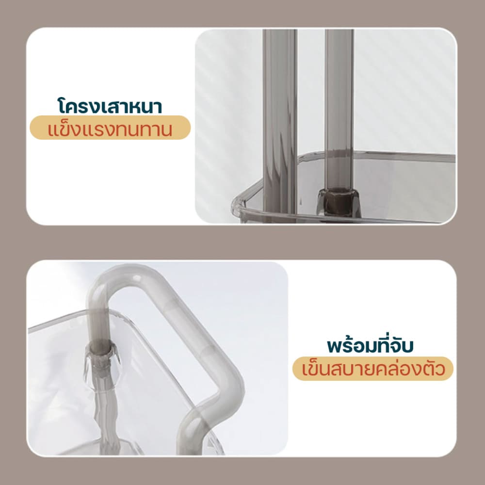 โฮมฮัก ชั้นวางของพลาสติก 4 ชั้น พร้อมล้อ - สีเทา