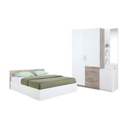 ชุดห้องนอน รุ่นวินซ์ ขนาด 5 ฟุต (เตียง+ตู้เสื้อผ้า 2 บาน+โต๊ะเครื่องแป้ง) - สีขาว