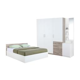 ชุดห้องนอน รุ่นวินซ์ (เตียง+ตู้เสื้อผ้า 3 บาน+โต๊ะเครื่องแป้ง) ขนาด 5 ฟุต - สีขาว