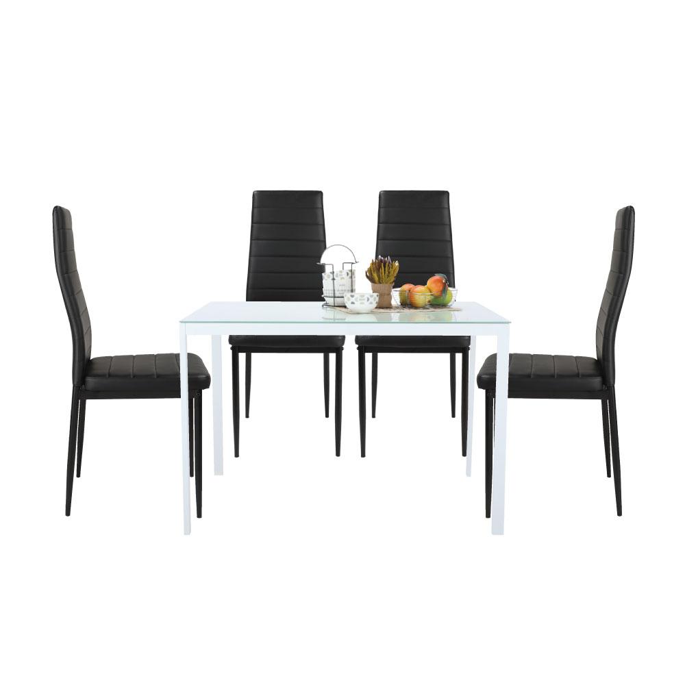 ชุดโต๊ะทานอาหาร 4 ที่นั่ง รุ่นเฮนรี่+ชิโน่ - สีขาว/ดำ