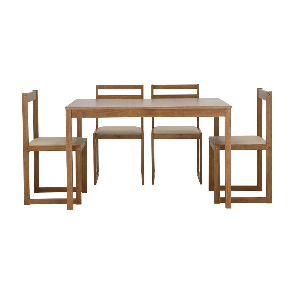 ชุดโต๊ะทานอาหาร 4 ที่นั่ง รุ่นฟิน - สีไม้น้ำตาลกลาง - ชุดโต๊ะทานอาหาร รุ่นฟิน (โต๊ะ 1+เก้าอี้ 4) - สีไม้น้ำตาลกลาง