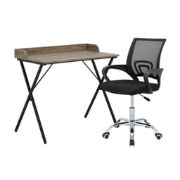 โต๊ะทำงาน ขนาด 90 ซม. และเก้าอี้สำนักงาน รุ่นสมาร์ท+ดาร์บี้ - สีธรรมชาติ/ดำ
