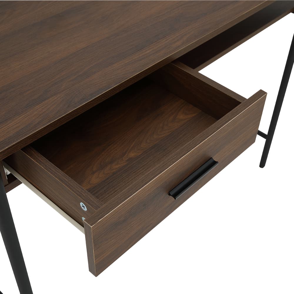 โต๊ะทำงาน ขนาด 100 ซม. และเก้าอี้สำนักงาน รุ่นโทโมเอะ+ดาร์บี้ - สีวอลนัท/ดำ