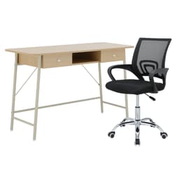 โต๊ะทำงาน ขนาด 120 ซม. และเก้าอี้สำนักงาน รุ่นริโอนะ+ดาร์บี้ - สีน้ำตาล/ดำ
