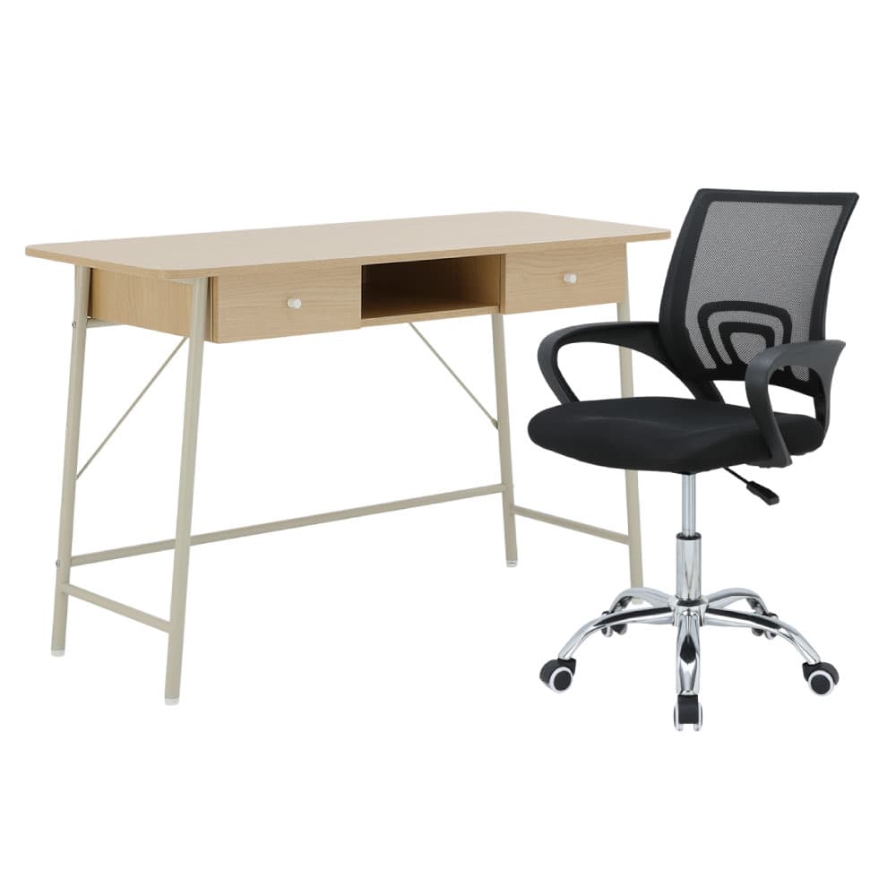 โต๊ะทำงาน ขนาด 120 ซม. และเก้าอี้สำนักงาน รุ่นริโอนะ+ดาร์บี้ - สีน้ำตาล/ดำ