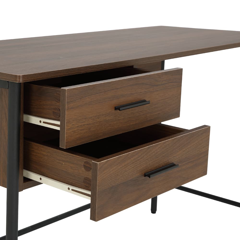 โต๊ะทำงาน ขนาด 120 ซม. และเก้าอี้สำนักงาน รุ่นโทโมเอะ+ดาร์บี้ - สีวอลนัท/ดำ