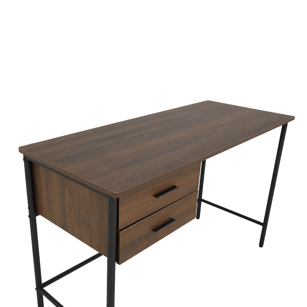 โต๊ะทำงาน ขนาด 120 ซม. และเก้าอี้สำนักงาน รุ่นโทโมเอะ+ดาร์บี้ - สีวอลนัท/ดำ