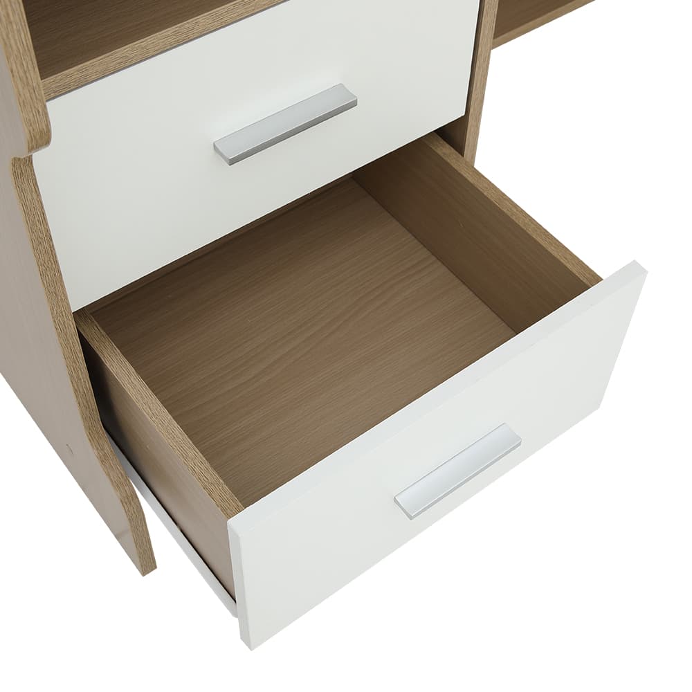 โต๊ะทำงานพร้อมชั้นวางและเก้าอี้สำนักงาน รุ่นมินิโอ+ดาร์บี้ - สีธรรมชาติ/ดำ