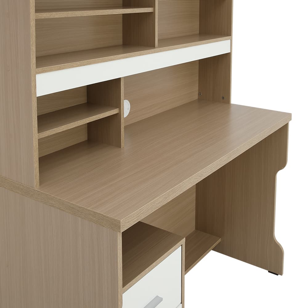 โต๊ะทำงานพร้อมชั้นวางและเก้าอี้สำนักงาน รุ่นมินิโอ+ดาร์บี้ - สีธรรมชาติ/ดำ