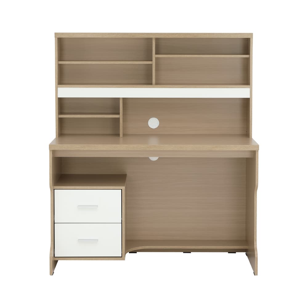 โต๊ะทำงานพร้อมชั้นวางและเก้าอี้สำนักงาน รุ่นมินิโอ+ดาร์บี้ - สีธรรมชาติ/ดำ