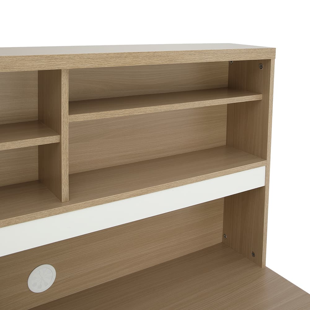 โต๊ะทำงานพร้อมชั้นวางและเก้าอี้สำนักงาน รุ่นมินิโอ+ดาร์บี้ - สีธรรมชาติ/ดำ