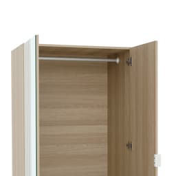 ตู้เสื้อผ้า 2 บาน พร้อมกระจก รุ่นแชมป์ ขนาด 80 ซม. - สีไลท์ วู้ด/ขาว