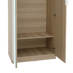 ตู้เสื้อผ้า 2 บาน พร้อมกระจก รุ่นแชมป์ ขนาด 80 ซม. - สีไลท์ วู้ด/ขาว