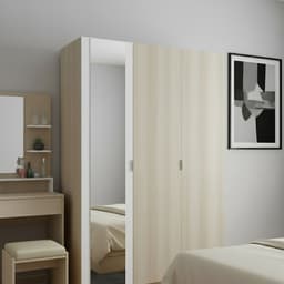 ตู้เสื้อผ้า 3 บาน พร้อมกระจก รุ่นแชมป์ ขนาด 120 ซม. - สีไลท์ วู้ด/ขาว