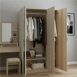 ตู้เสื้อผ้า 3 บาน พร้อมกระจก รุ่นแชมป์ ขนาด 120 ซม. - สีไลท์ วู้ด/ขาว